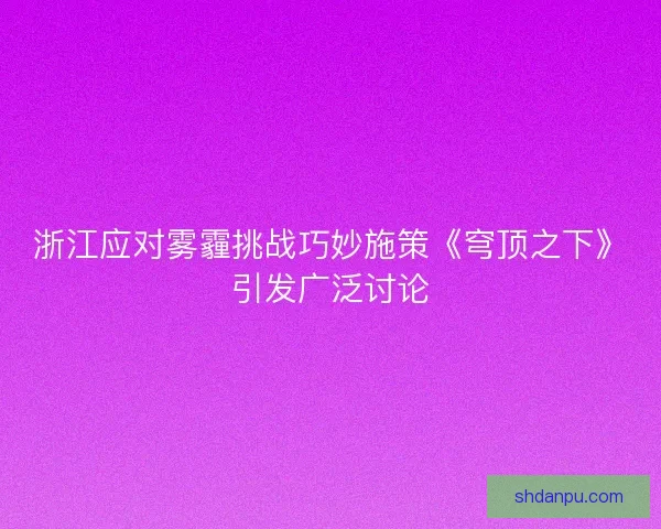 浙江应对雾霾挑战巧妙施策《穹顶之下》引发广泛讨论
